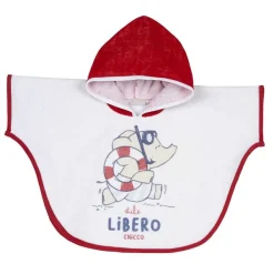 Teli Mare|Chicco Accappatoio Per Il Mare Con Cappuccio Bianco E Rosso