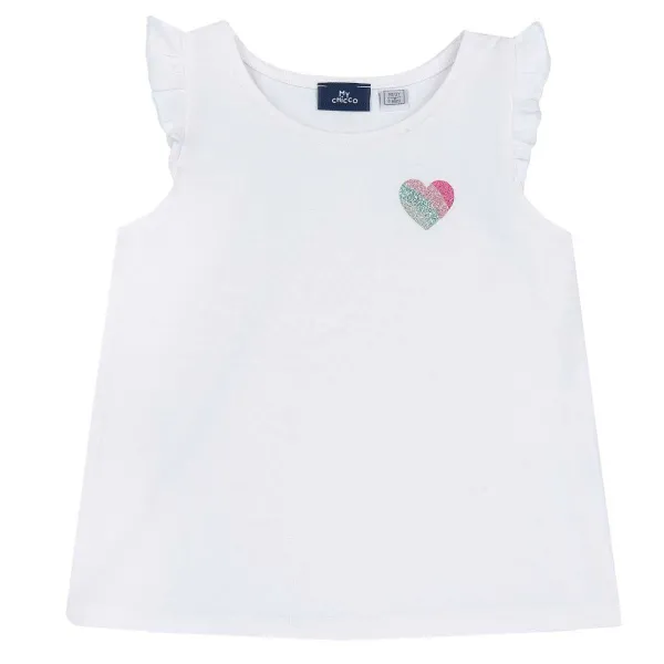 Canottiere|Chicco Canotta Con Cuore Bianco