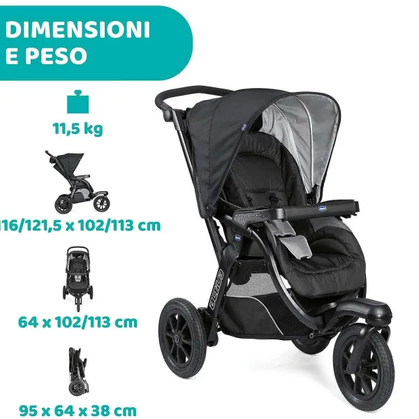 Trio E Sistemi Modulari|Chicco Trio Activ3 Con Kory Essential Jet Black
